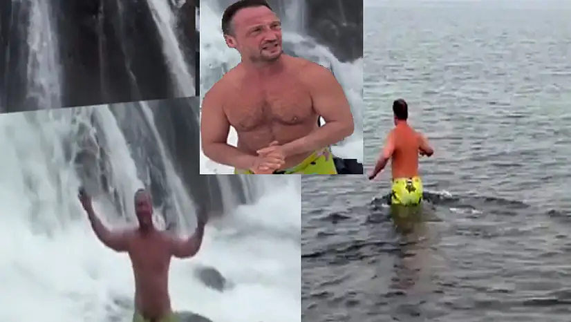 Aydın Aydıner Şubat soğuğunda Van'da yüzdü