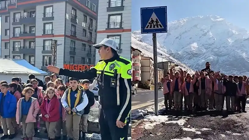 Hakkari polisinden öğrencilere uygulamalı trafik eğitimi