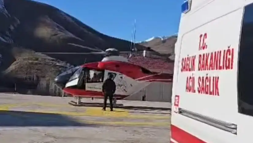 Hamile kadın ambulans helikopterle Van'a getirildi