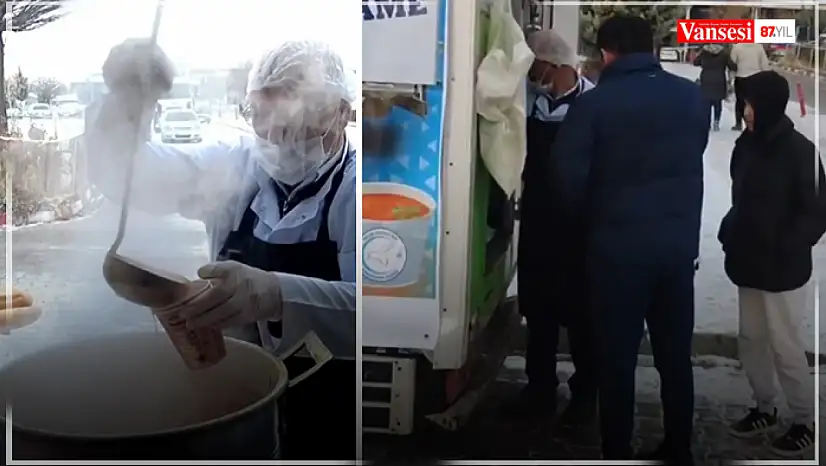 Soğuk havalarda vatandaşlara sıcak çorba desteği