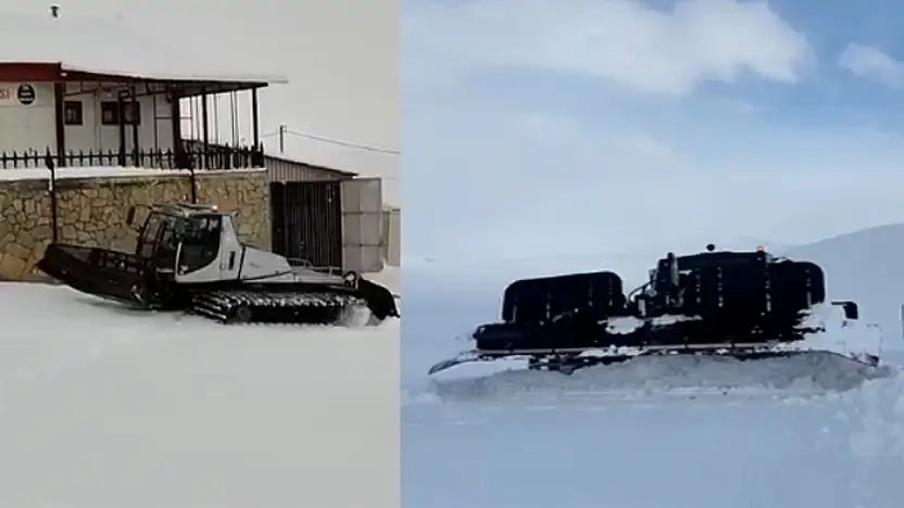 Abalı Kayak Merkezi'nde pist hazırlıkları yoğun kar altında devam ediyor