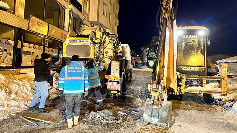 VASKİ'den eksi 12 derecede kanalizasyon seferberliği