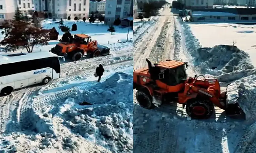 Adnan Menderes Mahallesi'nde kar temizleme çalışmaları tamamlandı