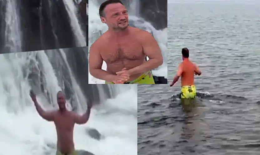 Aydın Aydıner Şubat soğuğunda Van'da yüzdü