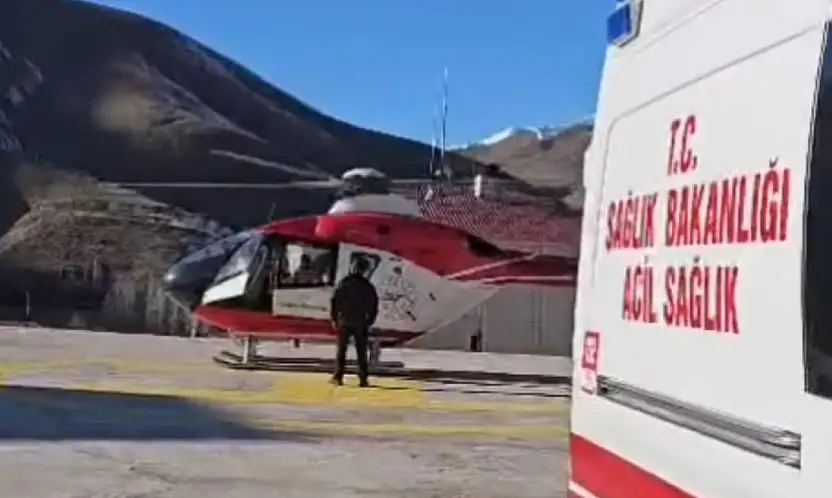 Hamile kadın ambulans helikopterle Van'a getirildi