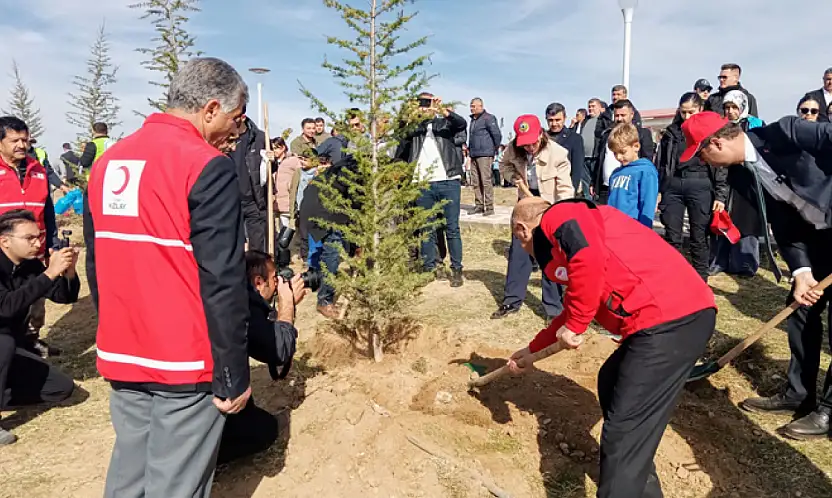 Kızılay gönüllülerinden fidan dikme etkinliği