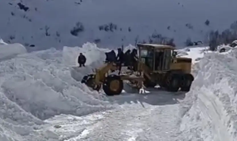 Van Bahçesaray'da mezra yoluna çığ düştü
