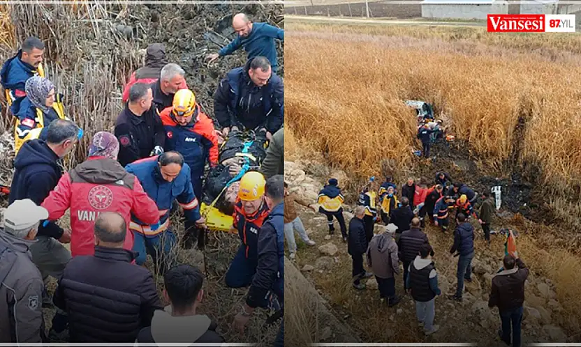 Van'da araç bataklığa uçtu: 5 yaralı