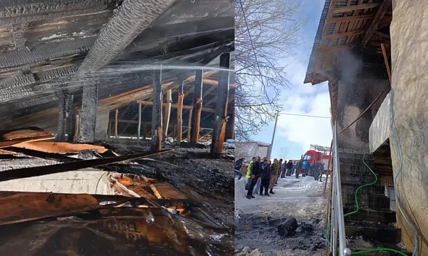 Van'da çatı yangını