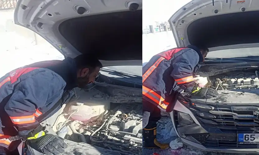 Van'da seyir halindeki otomobil yandı