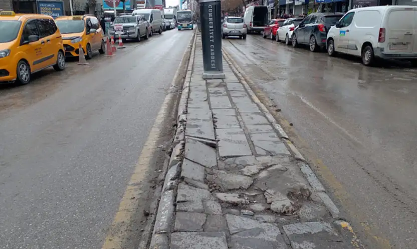 Van'ın Cumhuriyet Caddesi orta refüjü bakım bekliyor