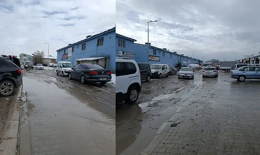 Van Oto Sanayi Sitesinde kar sonrası oluşan göletler tepkiye neden oldu