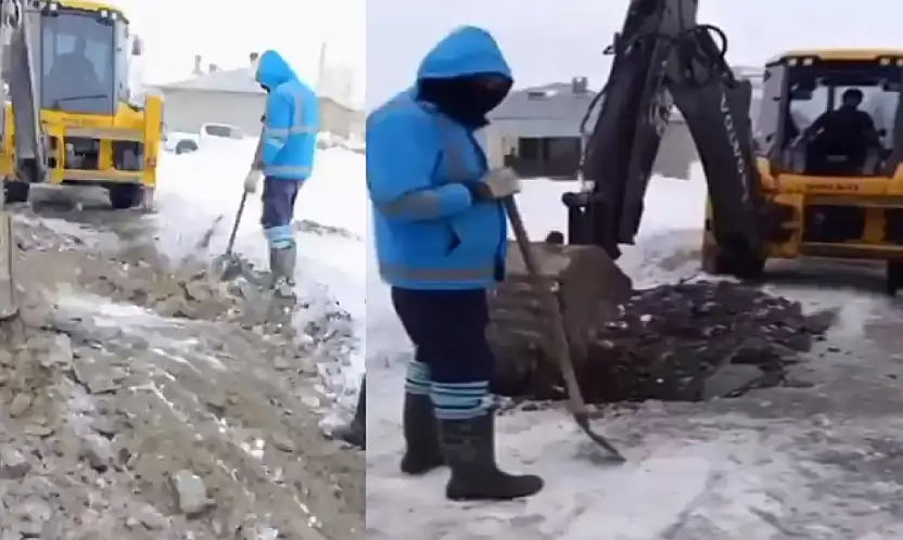 Zorlu hava şartlarına rağmen su arızası giderildi