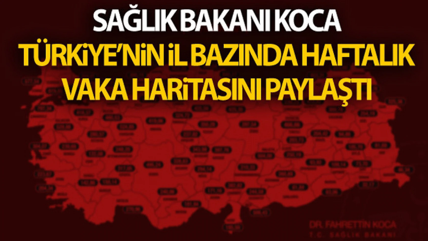 Sağlık Bakanı Koca, Türkiye'nin il bazında haftalık vaka haritasını paylaştı