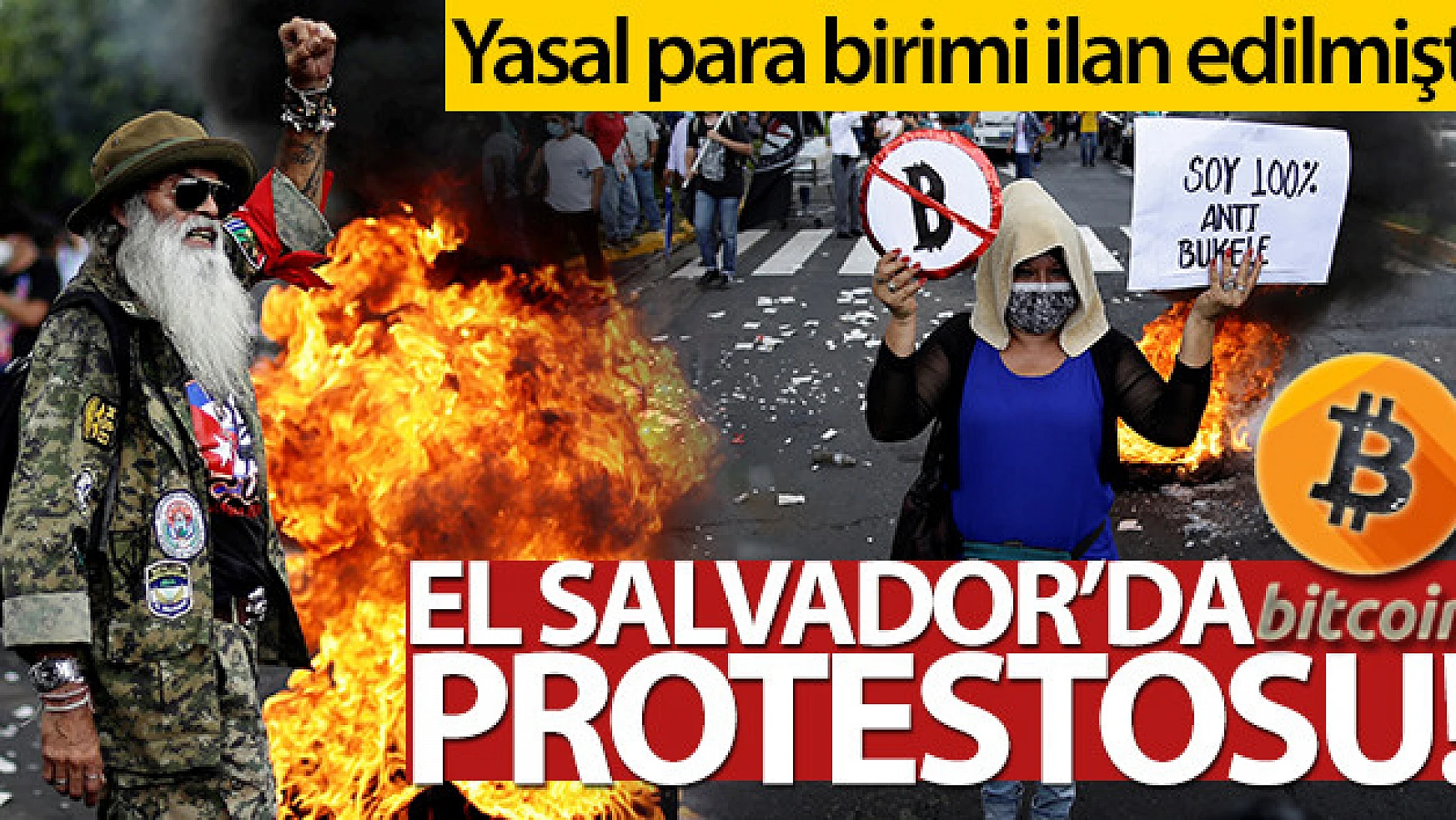 El Salvador'da Bitcoin protestosu