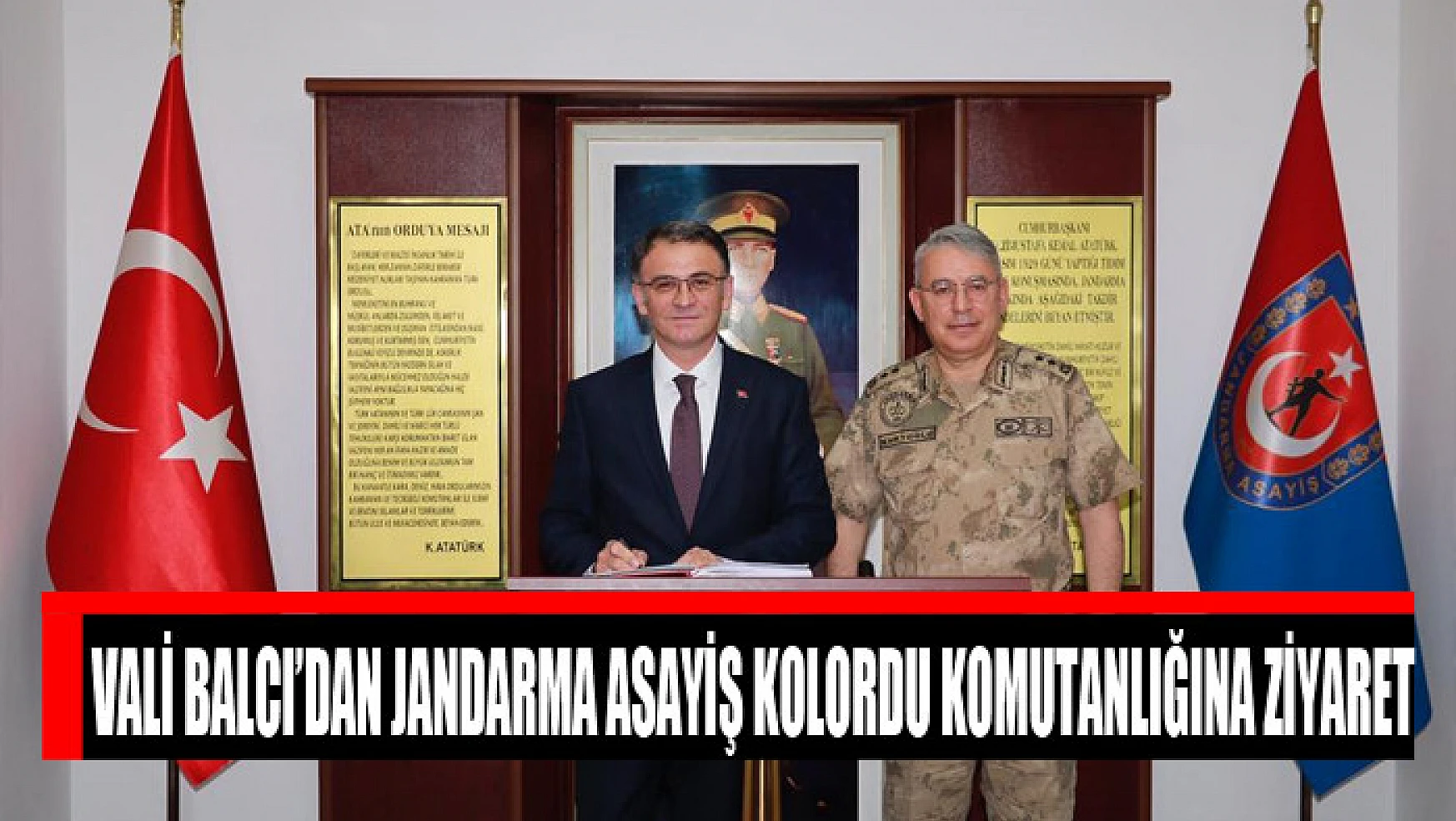 Vali Balcı'dan Jandarma Asayiş Kolordu Komutanlığına ziyaret